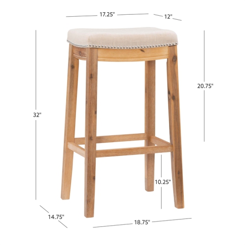 Linon Claridge 32" Acacia Wood Bar Stool in Rustic Brown