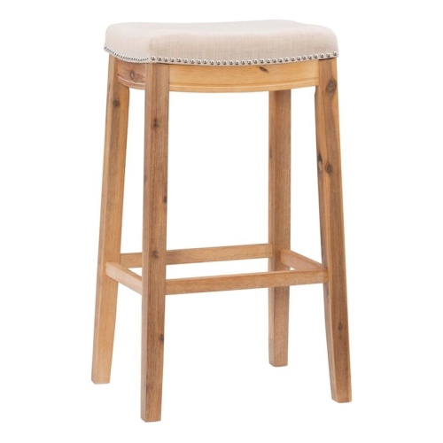 Linon Claridge 32" Acacia Wood Bar Stool in Rustic Brown
