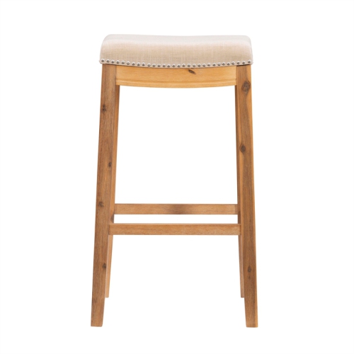 Linon Claridge 32" Acacia Wood Bar Stool in Rustic Brown