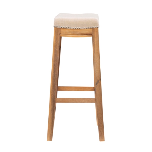 Linon Claridge 32" Acacia Wood Bar Stool in Rustic Brown