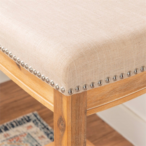 Linon Claridge 32" Acacia Wood Bar Stool in Rustic Brown