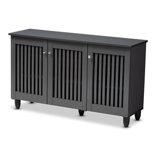 BOWERY HILL  3-Door Wood Entryway Shoe Cabinet In Dark In Gray