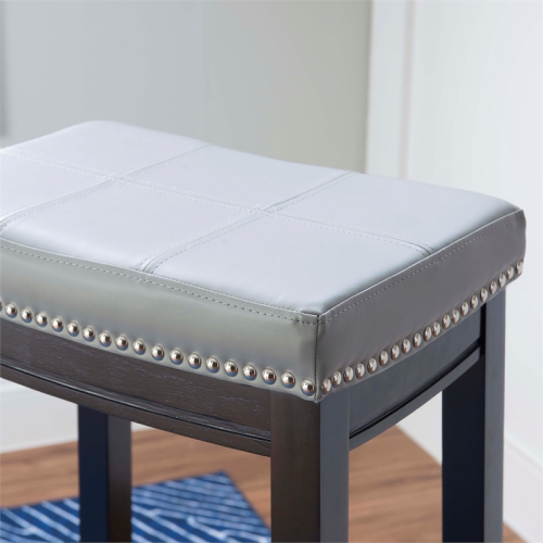 Linon Claridge 32" Wood Bar Stool in Gray