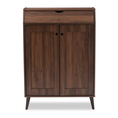 Baxton Studio Cormier Walnut Brown finished 2-Door Wood Shoe Cabinet
