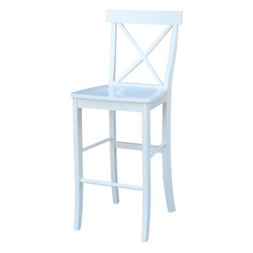 PEMBERLY ROW  30" Solid Hardwood X-Back Bar Height Stool In In White
