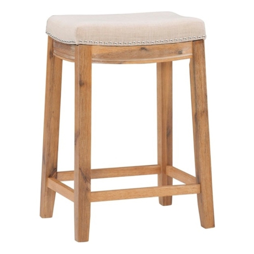 Linon Claridge 26" Acacia Wood Counter Stool in Rustic Brown