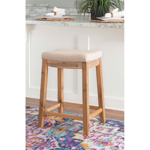 Linon Claridge 26" Acacia Wood Counter Stool in Rustic Brown
