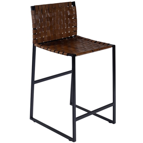 BEAUMONT LANE  Rustic Industrial 27" Transitional Metal Counter Stool In In Brown
