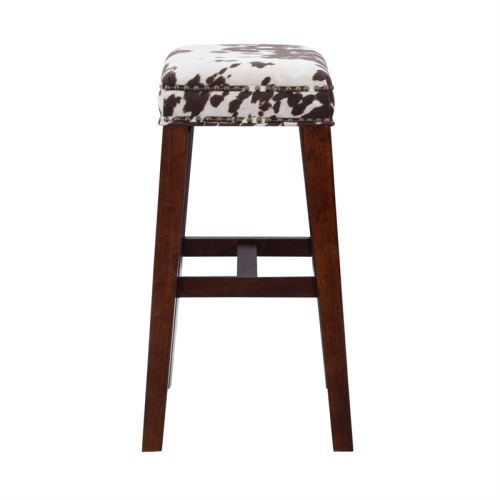 Linon Walt 30.5" Wood Cow Print Bar Stool in Brown