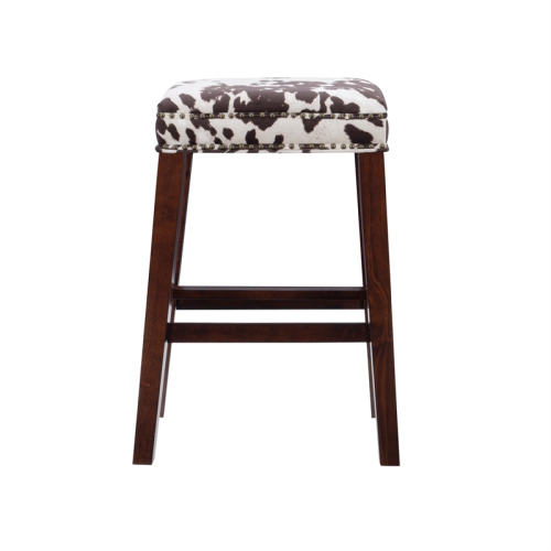 Linon Walt 30.5" Wood Cow Print Bar Stool in Brown