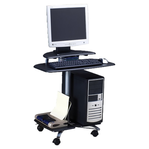 SAFCO  Eastwinds Mobile Wood Computer Cart In Anthracite In Black