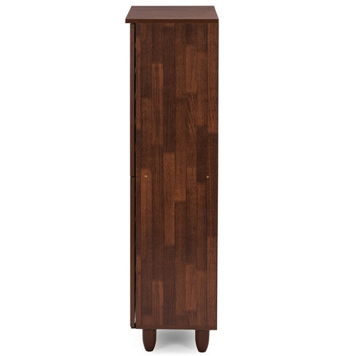 Pemberly Row 4 Door Shoe Cabinet in Dark Oak and White