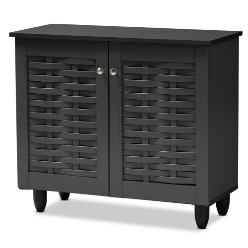BOWERY HILL  2-Door Wood Entryway Shoe Cabinet In Dark In Gray