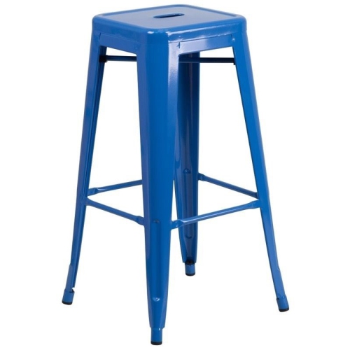 BOWERY HILL  Metal 30'' Backless Bar Stool In Blue