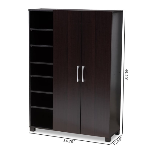 Baxton Studio Marine Wenge Brown Finished 2-Door Wood Shoe Cabinet