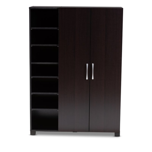 Baxton Studio Marine Wenge Brown Finished 2-Door Wood Shoe Cabinet