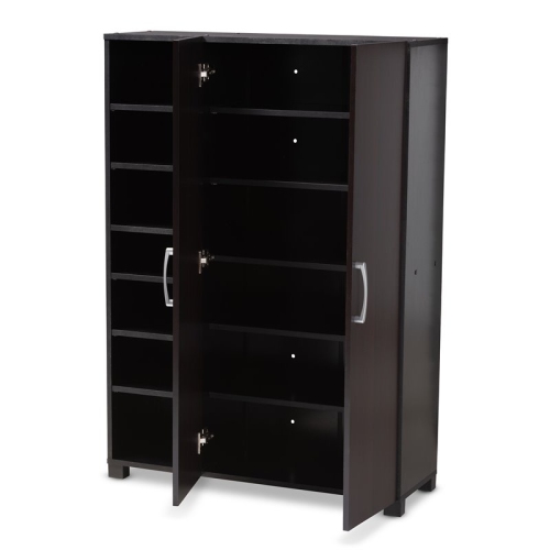 Baxton Studio Marine Wenge Brown Finished 2-Door Wood Shoe Cabinet