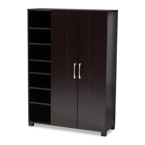 BOWERY HILL  Wenge Finished 2-Door Wood Shoe Cabinet In Brown