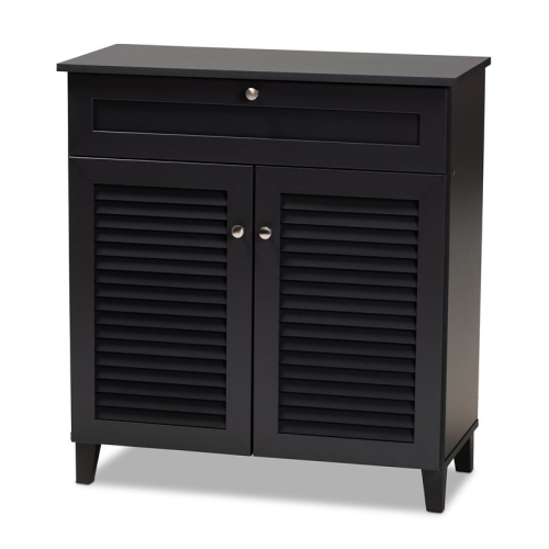 BOWERY HILL  Wood 4-Shelf And Drawer Shoe Cabinet In Dark In Gray