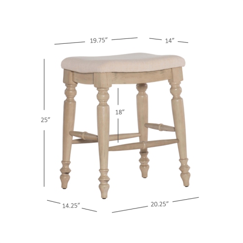 Linon Marino 25" Wood Backless Counter Stool in White Wash
