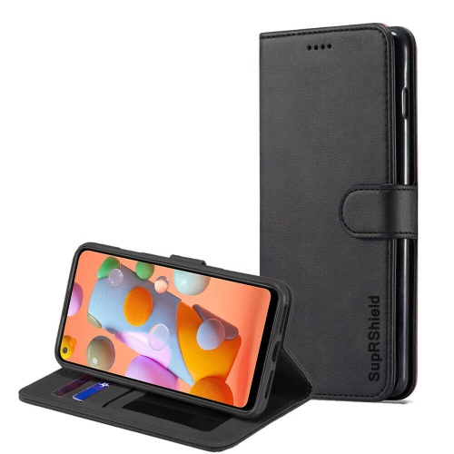 Samsung Galaxy A50 Wallet Case Black SupRShield Wallet Leather Card Holder Flip Protective Shockproof Magnetic Case Cover