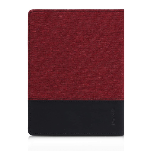 kwmobile Case Compatible with Kobo Aura H2O Edition 1 - PU Leather and Canvas e-Reader Cover - Dark Red/Black