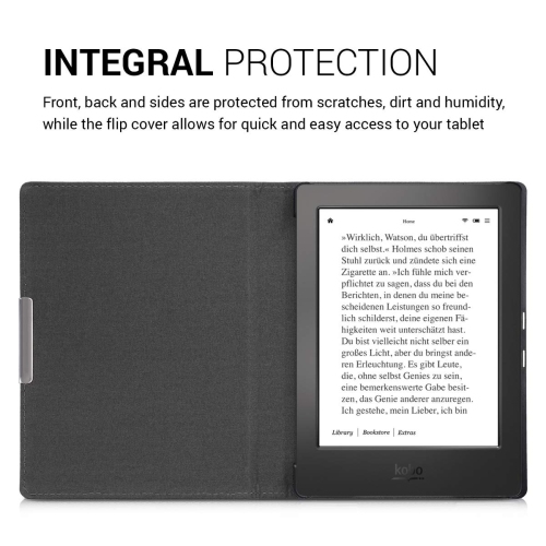 kwmobile Case Compatible with Kobo Aura H2O Edition 1 - PU Leather and Canvas e-Reader Cover - Dark Red/Black