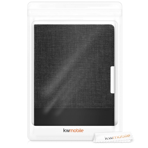 kwmobile Case Compatible with Kobo Aura ONE - PU Leather and Canvas e-Reader Cover - Anthracite/Black
