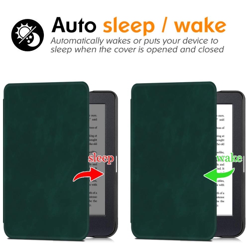 Slim Case for Kobo Clara HD - Premium PU Leather Book Folio Protective Cover with Auto Sleep & Wake (Dark Green)