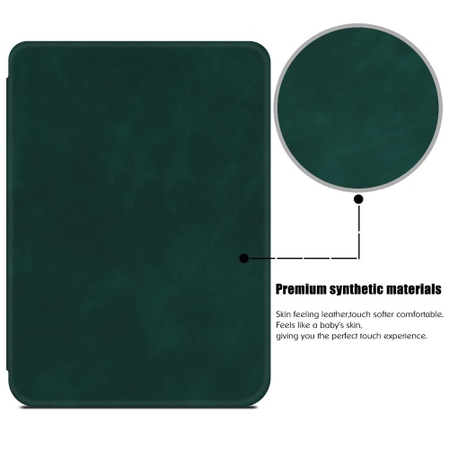 Slim Case for Kobo Clara HD - Premium PU Leather Book Folio Protective Cover with Auto Sleep & Wake (Dark Green)