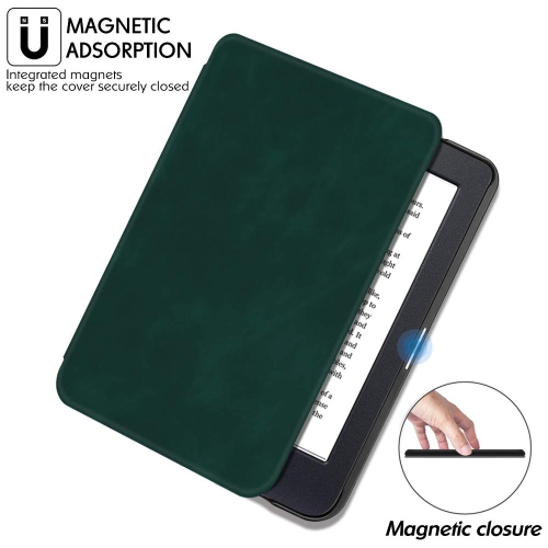 Slim Case for Kobo Clara HD - Premium PU Leather Book Folio Protective Cover with Auto Sleep & Wake (Dark Green)