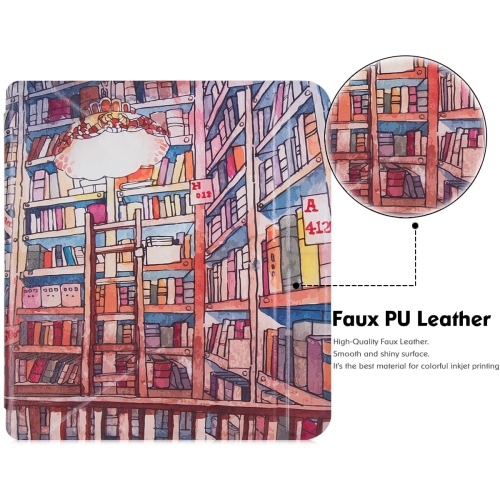 Kobo Libra 2 Case - Premium PU Leather Origami Stand Protective Cover with Auto Wake/Sleep (Bookstore)