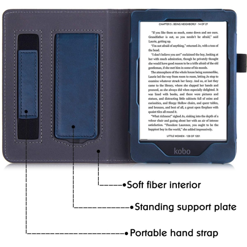 BOZHUORUI Stand Case for Kobo Clara HD eReader - Premium PU Leather Protective Sleeve Cover with