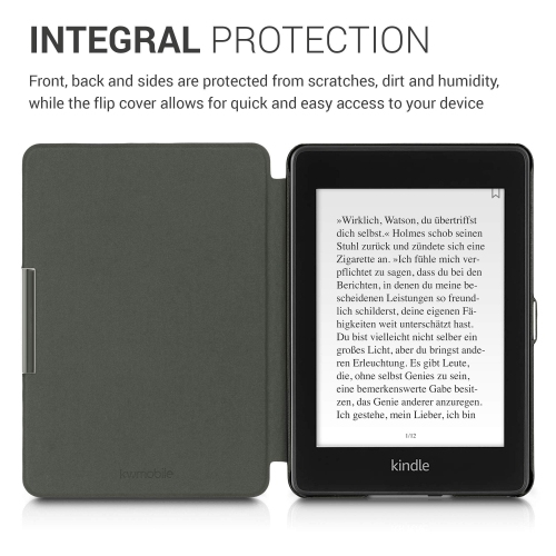kwmobile Case Compatible with Amazon Kindle Paperwhite - Book Style Felt Fabric Protective e-Reader Cover F