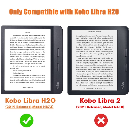 BOZHUORUI Stand Case for Kobo Libra H2O e-Books Readers - Premium PU Leather Protective Cover with