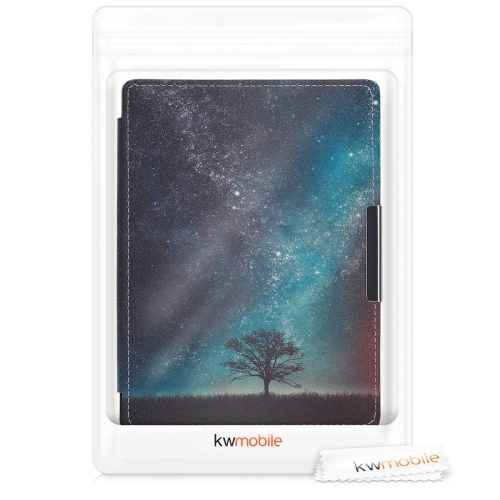 kwmobile Case Compatible with Kobo Aura H2O Edition 1 - Case PU e-Reader Cover - Cosmic Nature Blue/Grey/Black