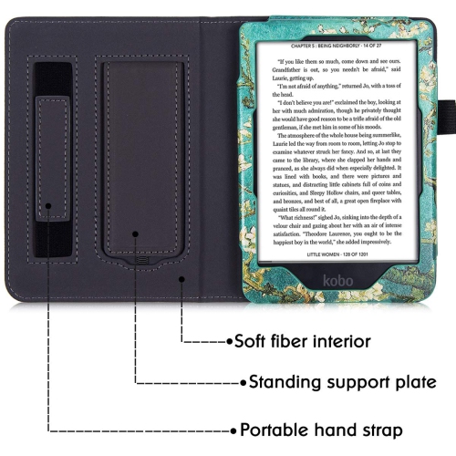 BOZHUORUI Stand Case for Kobo Clara HD eReader - Premium PU Leather Protective Sleeve Cover with