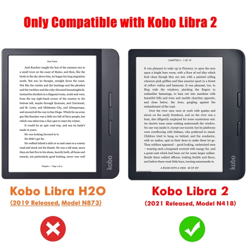 BOZHUORUI Kobo Libra 2 eReader Case - Premium PU Leather Origami Stand Protective Cover with Auto Wake/Sleep