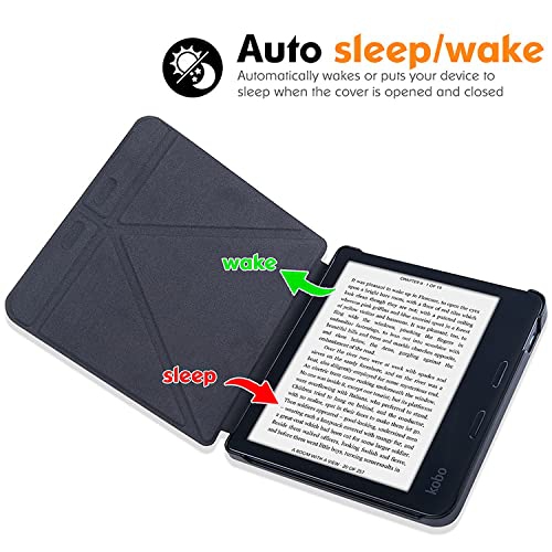 BOZHUORUI Kobo Libra 2 eReader Case - Premium PU Leather Origami Stand Protective Cover with Auto Wake/Sleep