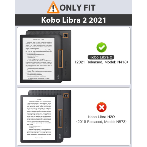 MoKo – Étui folio pour liseuse Libra 2 de Kobo, 7 po, sorti en 2021, étui à rabat avec support et magnétique à angles multiples, Origami