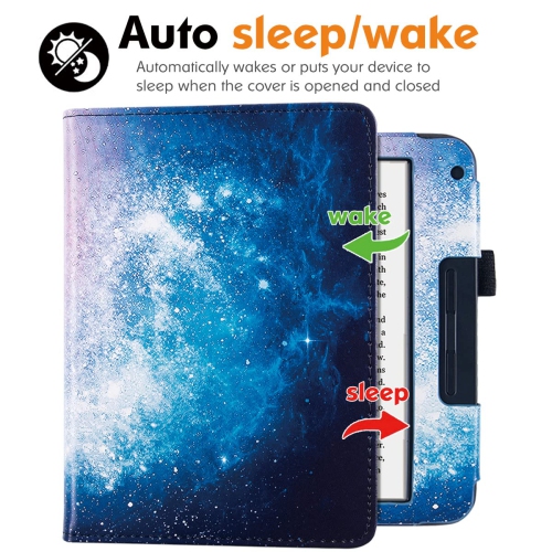 BOZHUORUI Kobo Libra 2 eReader Case with Stand - Premium PU Leather Cover with Hand Strap and Au