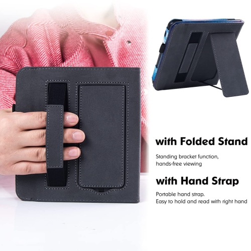 BOZHUORUI Kobo Libra 2 eReader Case with Stand - Premium PU Leather Cover with Hand Strap and Au
