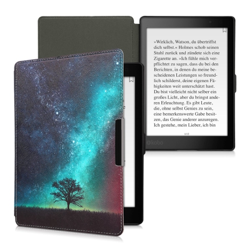 kwmobile Case Compatible with Kobo Aura ONE Case - eReader Cover - Cosmic Nature Blue/Grey/Black