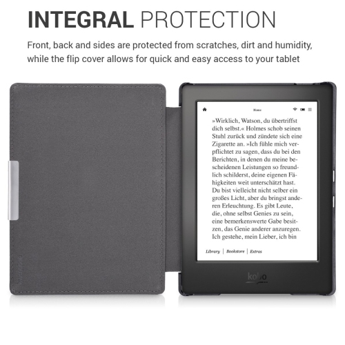 Étui de kwmobile compatible avec l'aura H2O Edition 1 de Kobo - couvercle pour liseuse avec fermeture magnétique - Bleu foncé