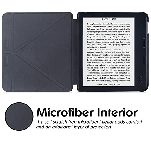 BOZHUORUI Kobo Libra 2 eReader Case - Premium PU Leather Origami Stand Protective Cover with Aut
