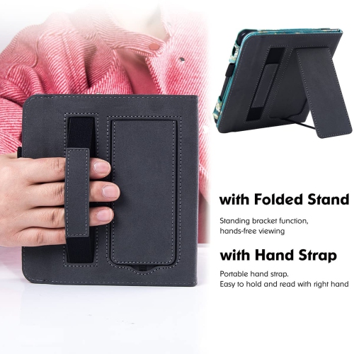 BOZHUORUI Kobo Libra 2 eReader Case with Stand - Premium PU Leather Cover with Hand Strap and Au