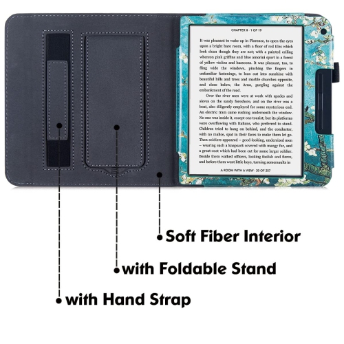 BOZHUORUI Kobo Libra 2 eReader Case with Stand - Premium PU Leather Cover with Hand Strap and Au
