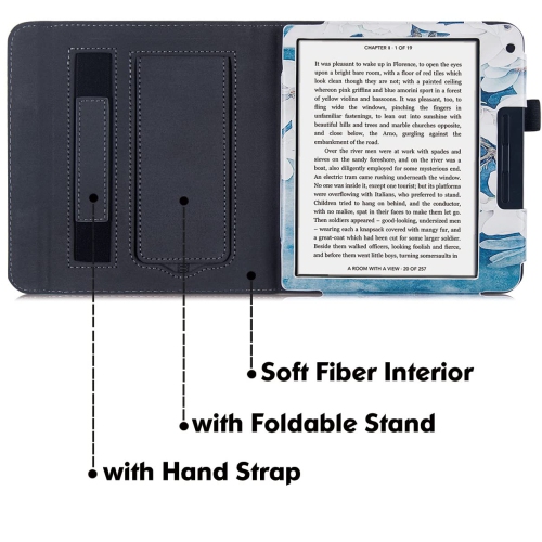 BOZHUORUI Kobo Libra 2 eReader Case with Stand - Premium PU Leather Cover with Hand Strap and Au