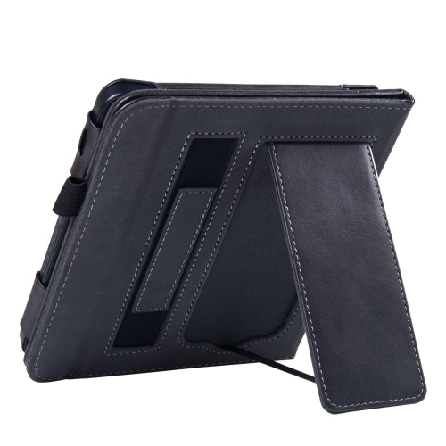 Kobo Libra 2 Case with Stand - Premium PU Leather Bookcover with Hand Strap and Auto Sleep/Wake (Rock Black)