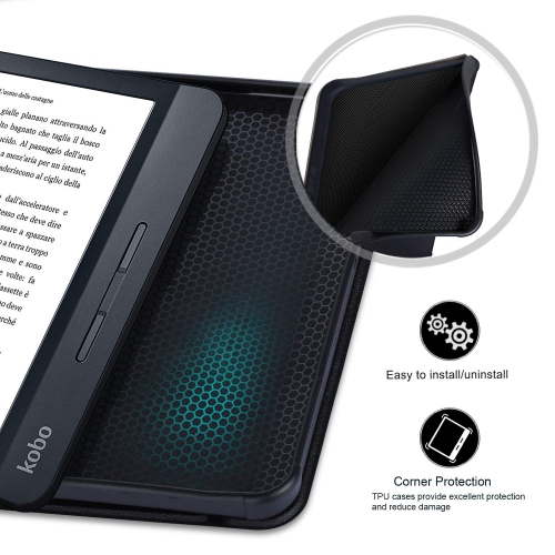 Gylint Kobo Libra H2O Origami Case, The Thinnest and Lightest Leather Smart Cover Case for New Kobo Libra H2O 2019 Release w